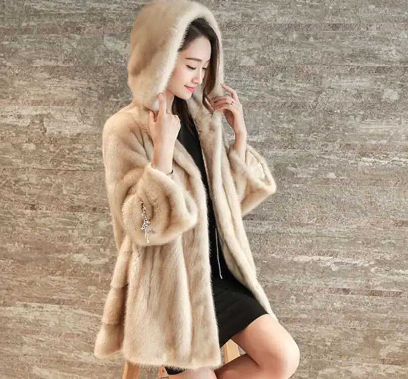 

S-3XL 2019 new women coats long hooded Slim imitation velvet faux fur caot wholesale fashion casual rhinestone outerwear jacket