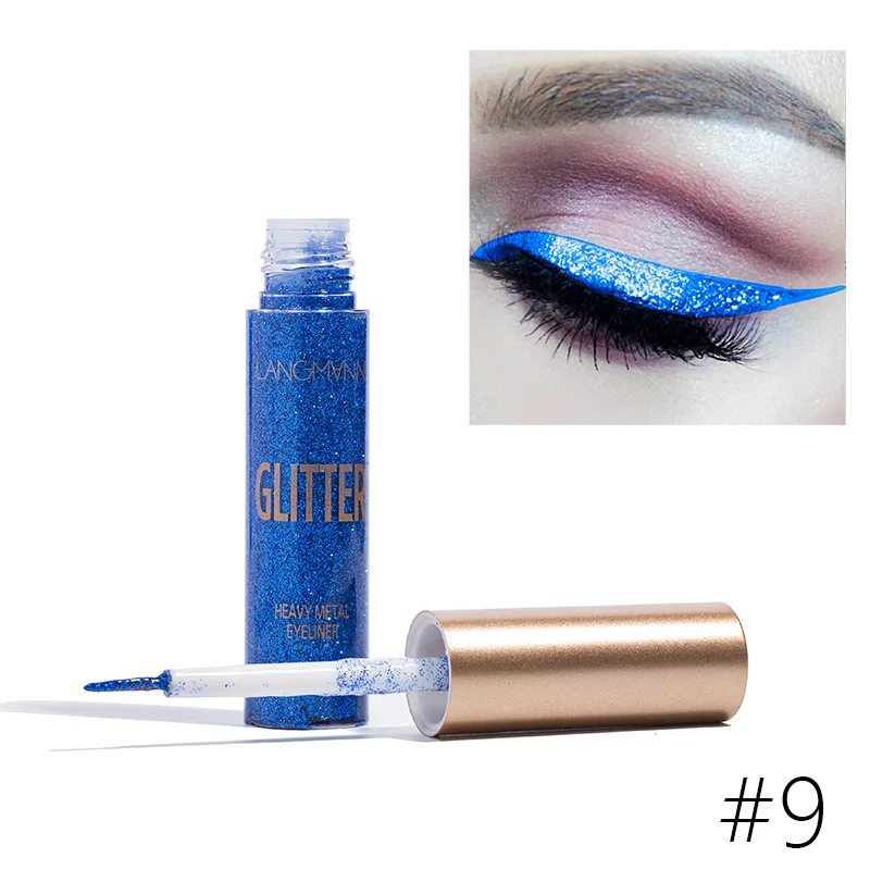 Glitter Eyeliner Liquid Waterproof Eye Makeup Shimmer Pigment Long Lasting Festival Party Shiny Eyeliner Silver Golden 5
