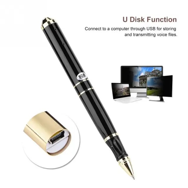 8GB Memory &64GB TF Card Pen Shape Digital Voice Recorder 28-hour Recording Voice Recorder Pen