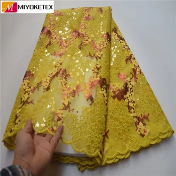 

Latest Nigerian Organza Laces Fabrics High Quality African Sequins Laces Fabric For Wedding Dress French Tulle Laces PSA596-1