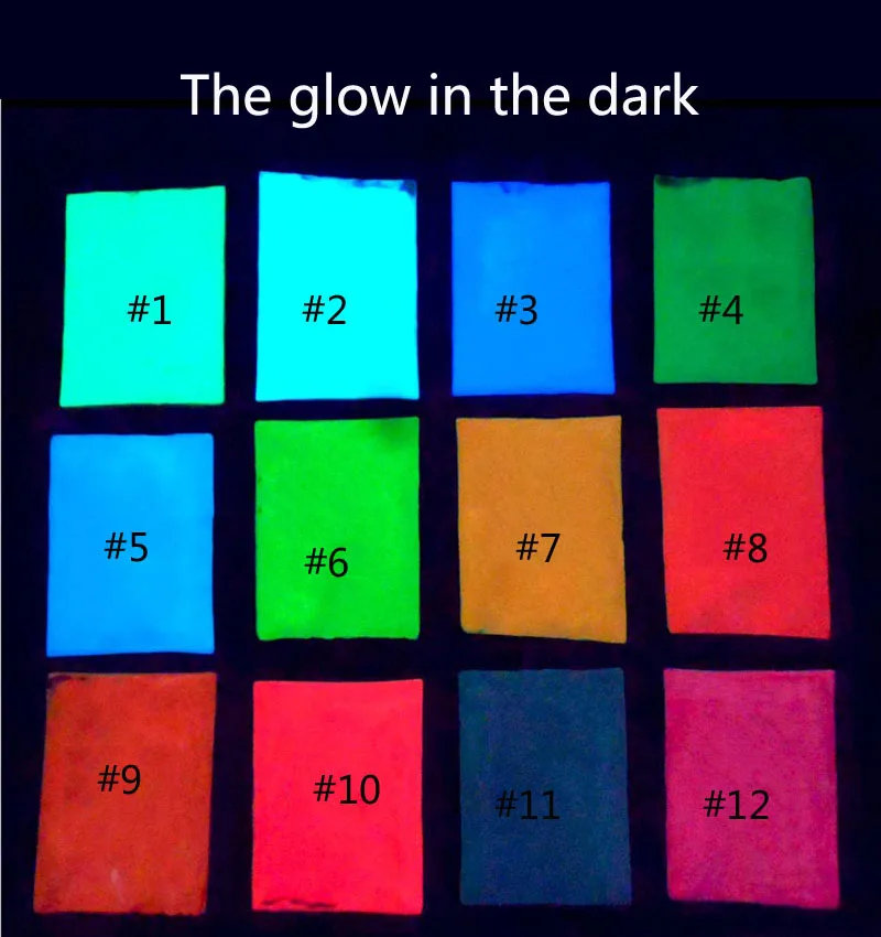 10g glow in the dark powder luminescent pigment High Brightness Luminescent Powder 12 colors luminous pigment fluorescent pigment