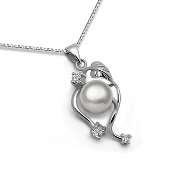

Fashionable elegant pearl pendant High quality solid 925 sterling silver women necklace. Charm Lady Silver Necklace Jewelry