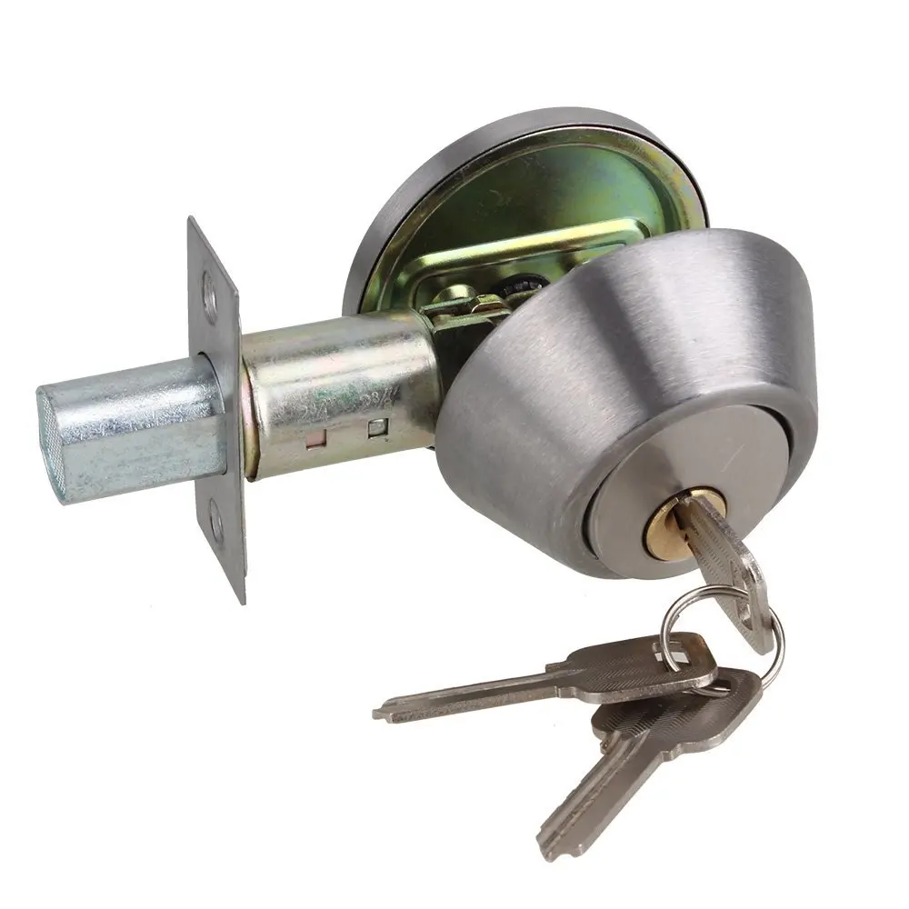 2pcs Silver Tone Satin Stainless Steel Nickel Single Cylinder Deadbolt
