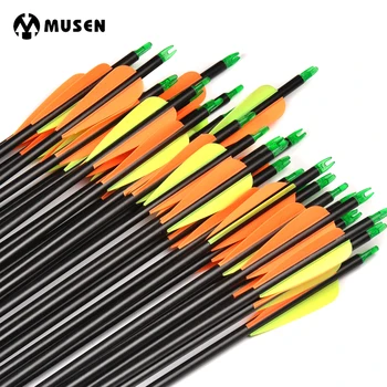 

12/24pcs Spine 500 Target Practice Steel Point 30 inches Fiberglass Arrows 30-80lbs Archery Arrows for Hunting Compound Bow