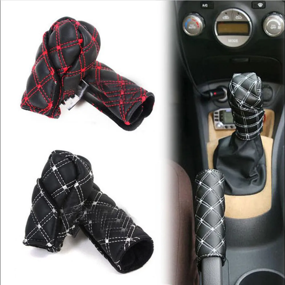 

Taitian 1 Set Universal Auto Car Handbrake Gear Shift Cover Handle Hand Break Protect Accessories Case Sleeve Stick Anti-slip