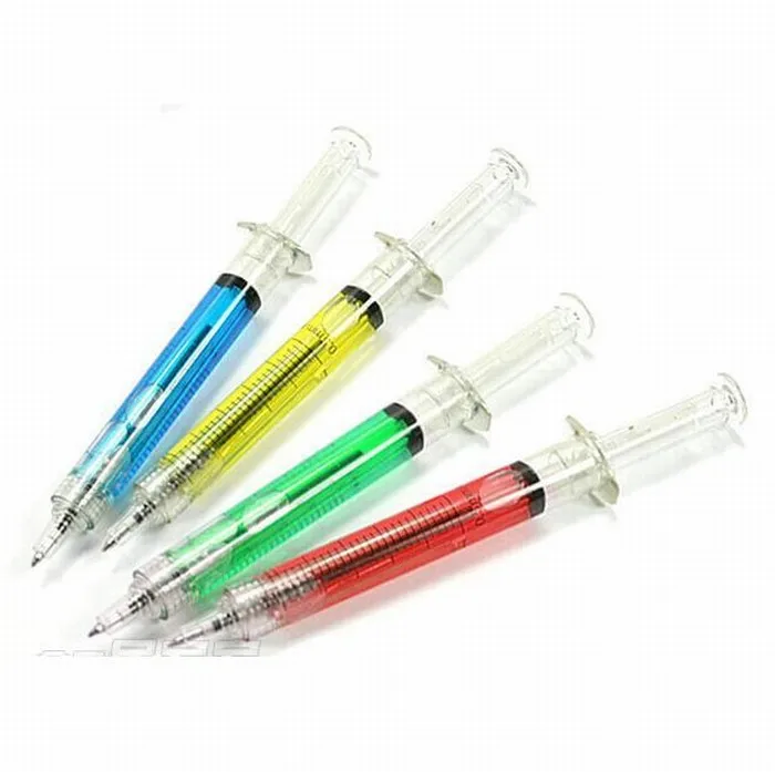 Retail Needle Tube Writing Ballpoint Pen Colorful Syringe Type Ball Pen