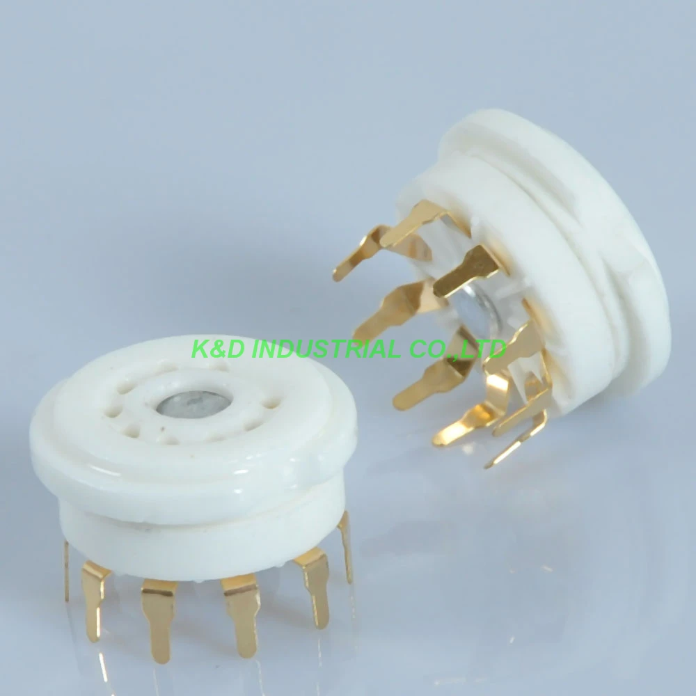 

2pcs Ceramic 9Pin Gold plated PCB Mount Tube Socket For 12AT7 EL83 ECC83 12AX7 for Tube Amplifier