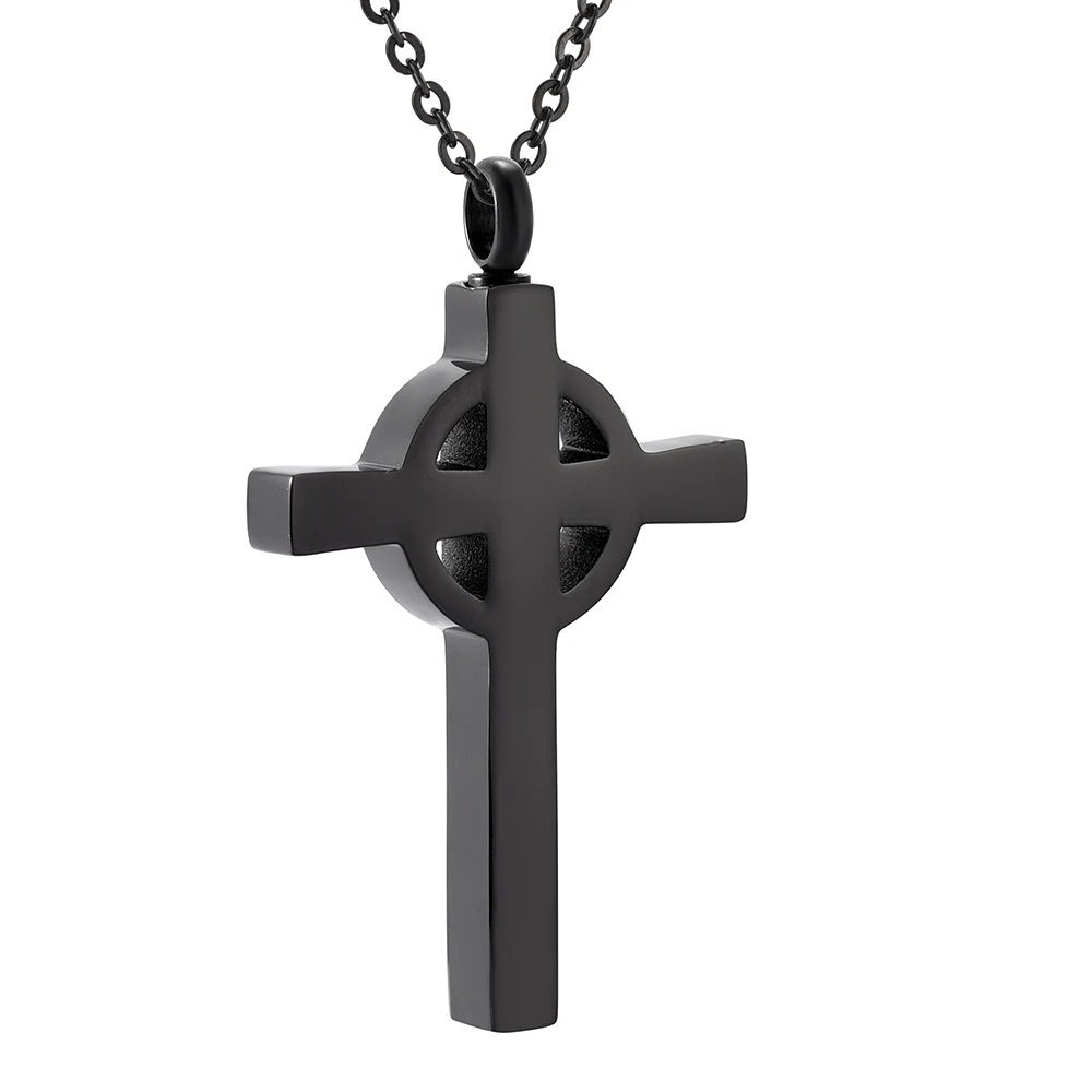 IJD9848 Rudder Stainless Steel Black Cross Cremation Urn Pendant Memorial Keepsake Jewelry Cremains Funeral Necklace Men | Украшения и