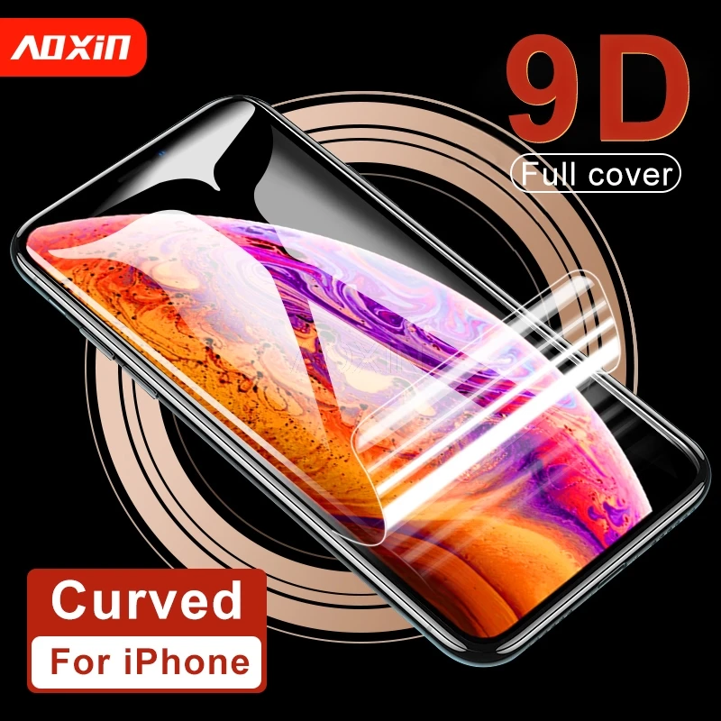 Aoxin 9D полное покрытие Защита экрана для iPhone 6 6S 7 8 Plus X XR Xs 11 Pro Max защитная 3D мягкая