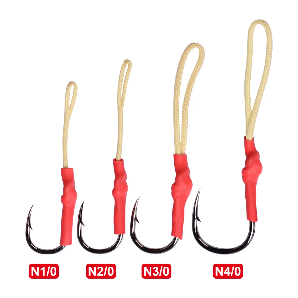 5pcs/lot High Carbon Steel Sharped Fishing Hook Jig With PE Line