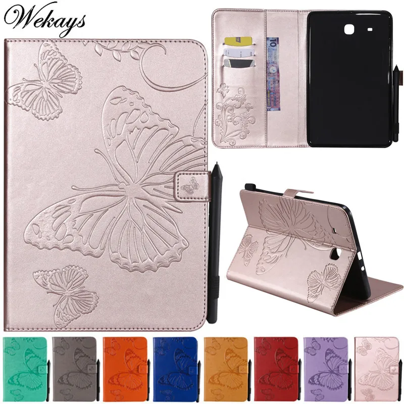 Wekays For Samsung Tab E 9 6 T560 Cartoon Butterfly Leather Funda
