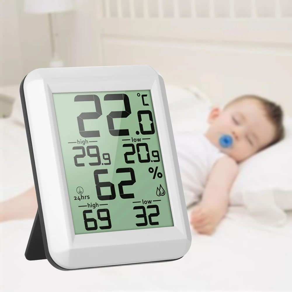 

Mini LCD Digital Thermometer Hygrometer Household Indoor Humidity Thermometer Hygrometer Meters Monitor Gauge with Back Stand