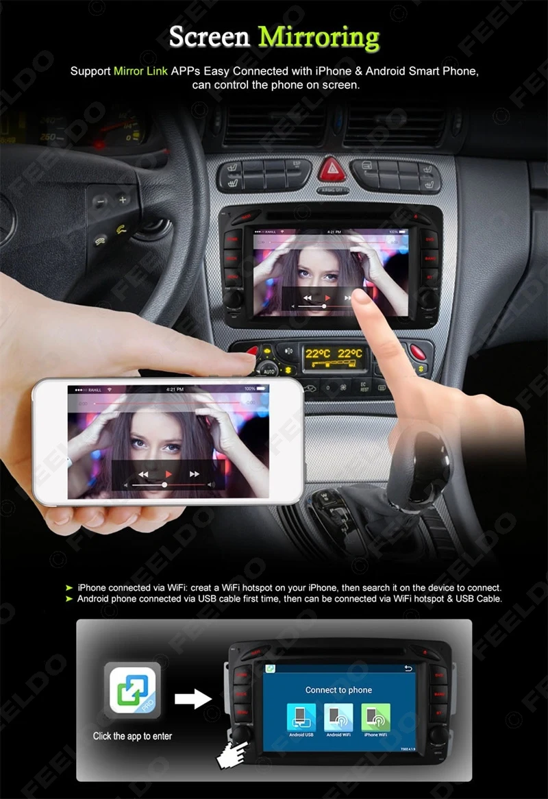 Clearance FEELDO 7" Android 6.0 (64bit) DDR3 2G/16G/4G Car DVD GPS Radio Head Unit For Mercedes Benz Vaneo/Viano/Vito/C-Class W203 #2782 9