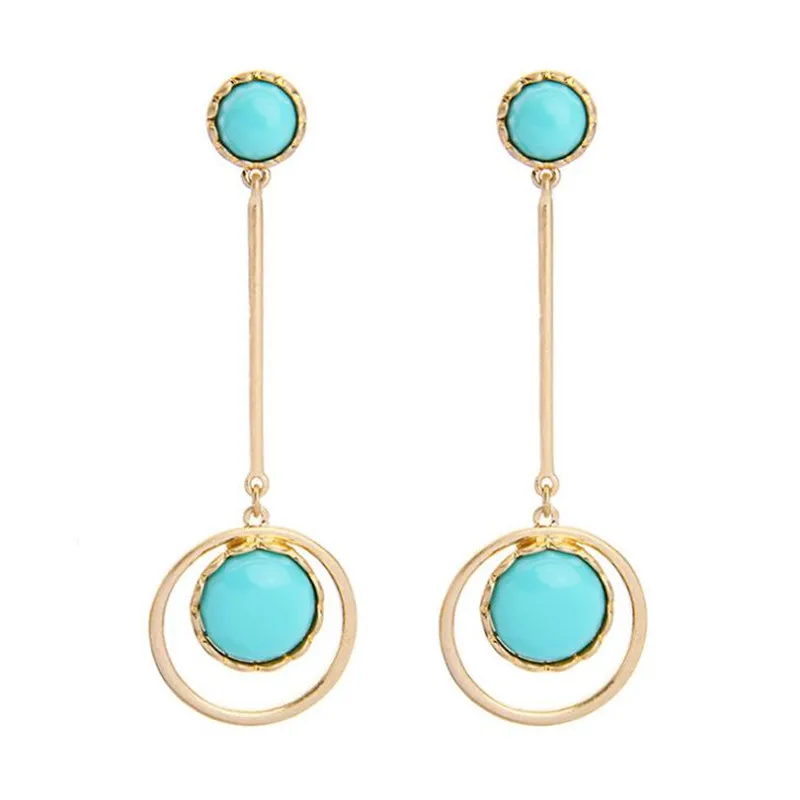 2017 новейшие двойной Круглый Висячие серьги для женщин летние золотистые Цвет