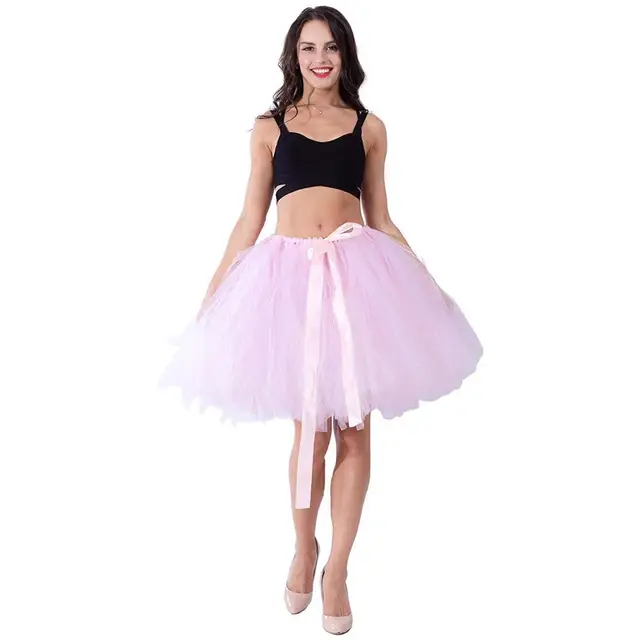Women's Power Puff Tutu Tulle Skirt 50cm Midi Length Skater Skirt Party