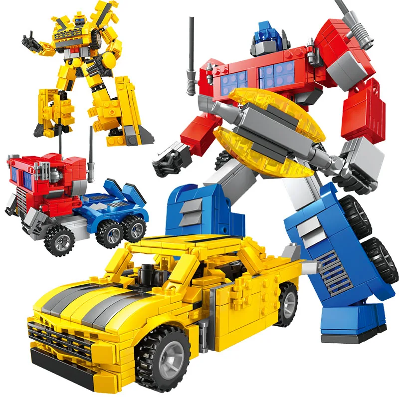 

375-413PCS Small Building Blocks Direct Deformation Robot Car Small Bricks Toy For Children Above 6 Years Old