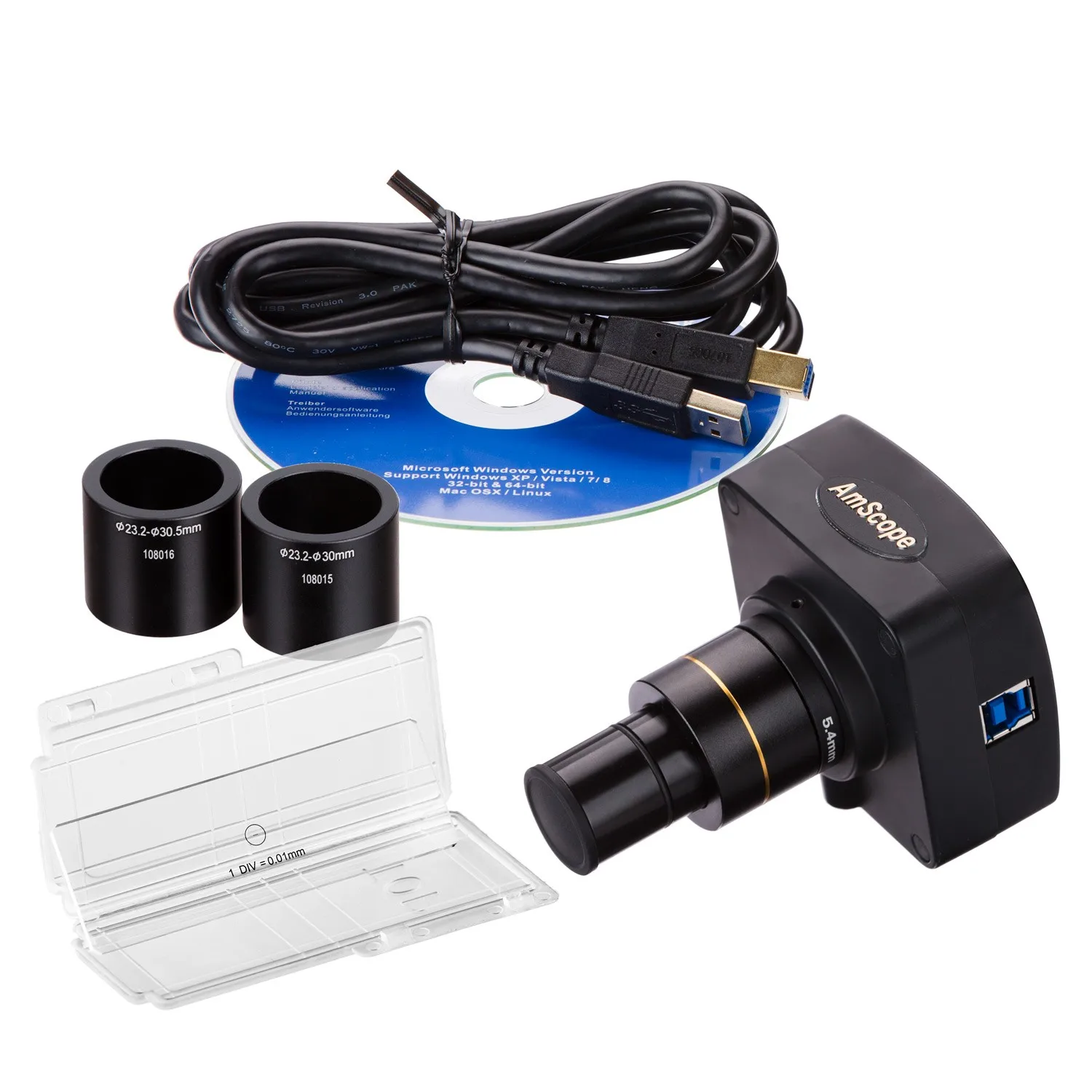 AmScope 10MP USB3.0 живое видео цифровой микроскоп с камерой 10 MP + комплект для калибровки