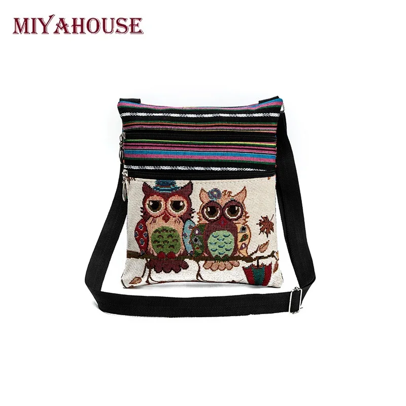 Miyahouse Hot Sale Kartun Gambar Burung Hantu Tas Messenger Kanvas
