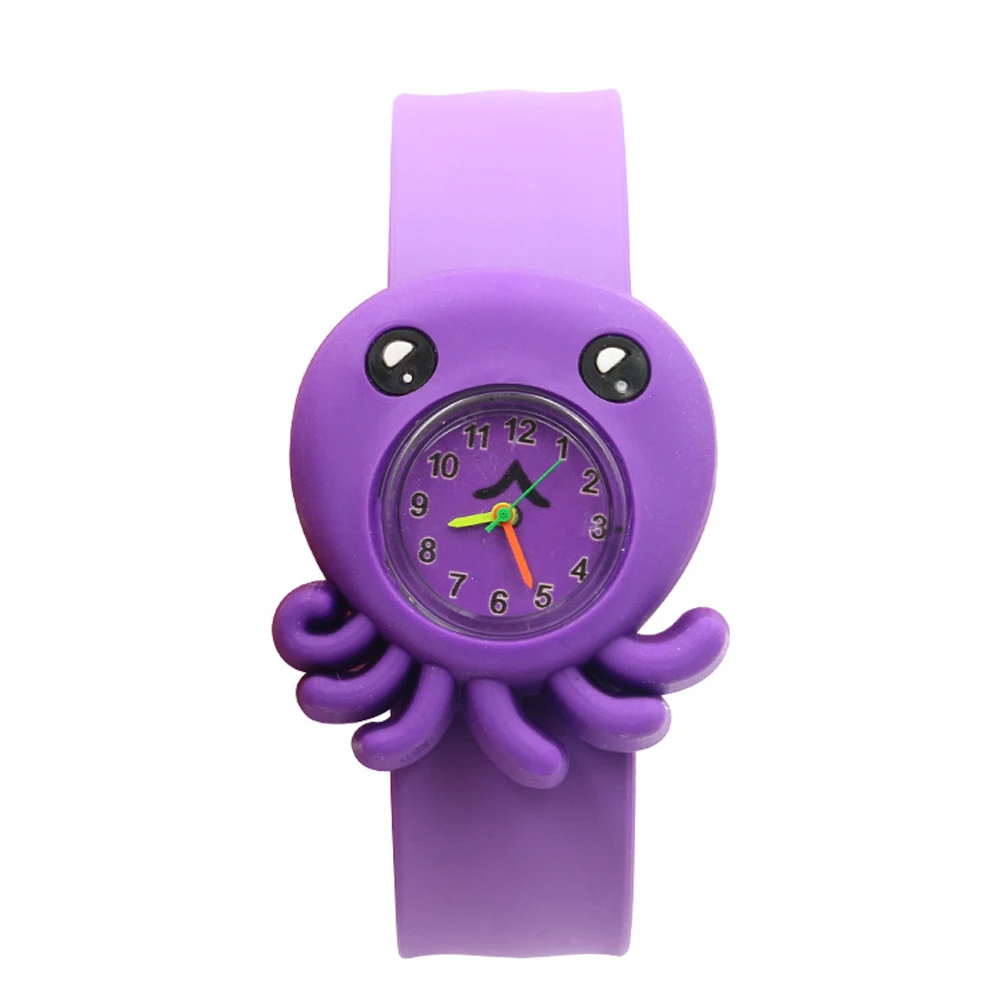Игрушки студенческие интересные наручные Мультяшные узоры Patted настольные силиконовые ленты милый подарок 3D Annimals День Рождения Детские часы прочные - Цвет: Purple Octopus