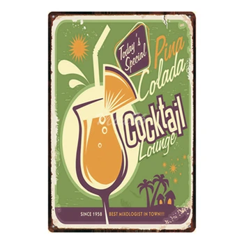 

[ Mike86 ] Pina Colada Cocktail Lounge Metal Plate Hawaii Wall Posters Vintage Tin Sign Antique Souvenirs Festival Gift Dd-1003