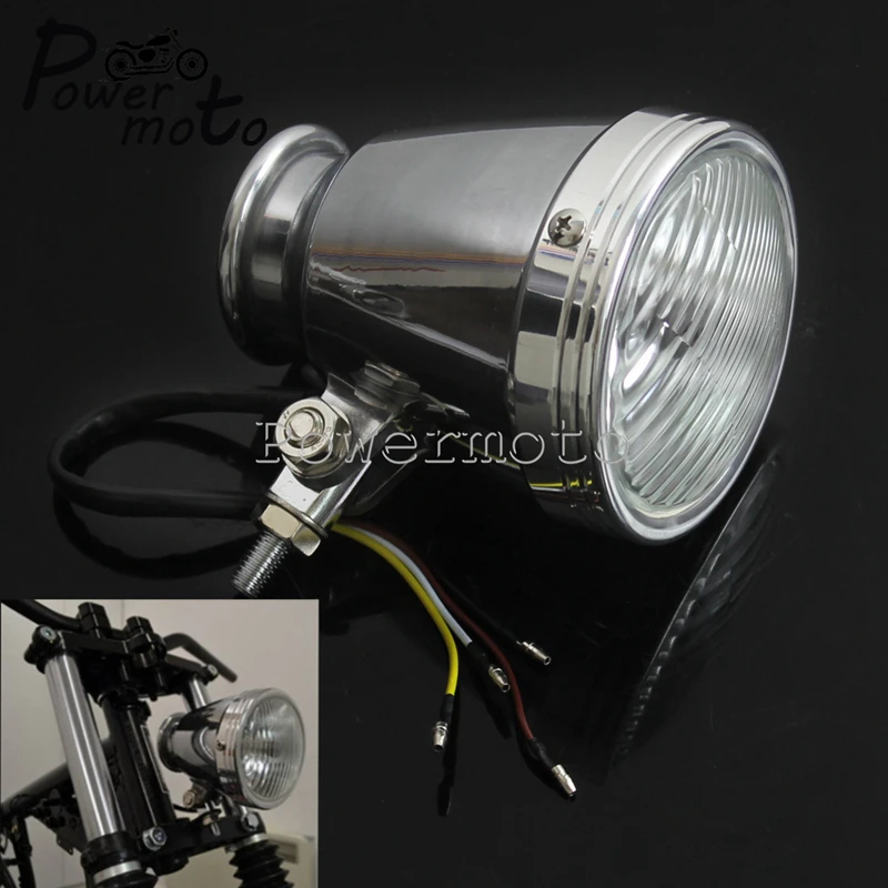 H4 12V Motorcycle 4" Retro Hi/Lo Beam Headlight Front Fog Light Vintage Headlamp For Harley Chopper Bobber Scrambler Cafe Racer