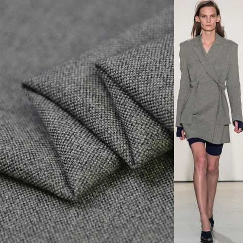 89 wool and 11 viscose fabric wool blended worsted fabric gray color,WF180in Fabric from Home