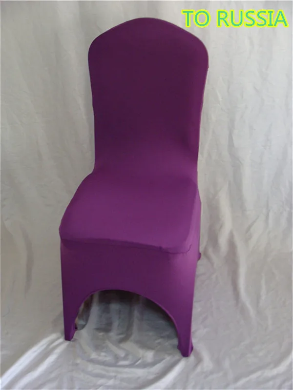 100pcs purple normal size wedding chair covers to russia /spandex chair