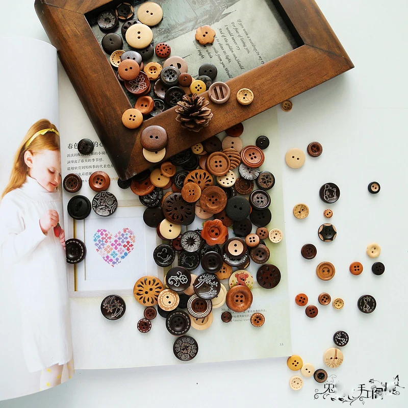 

Wooden button retro brown wood button fro sweater