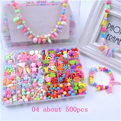 Children creative DIY beads toy with whole accessory set/ Kids girls handmade art craft educational toys for gifts and presents - Цвет: 04