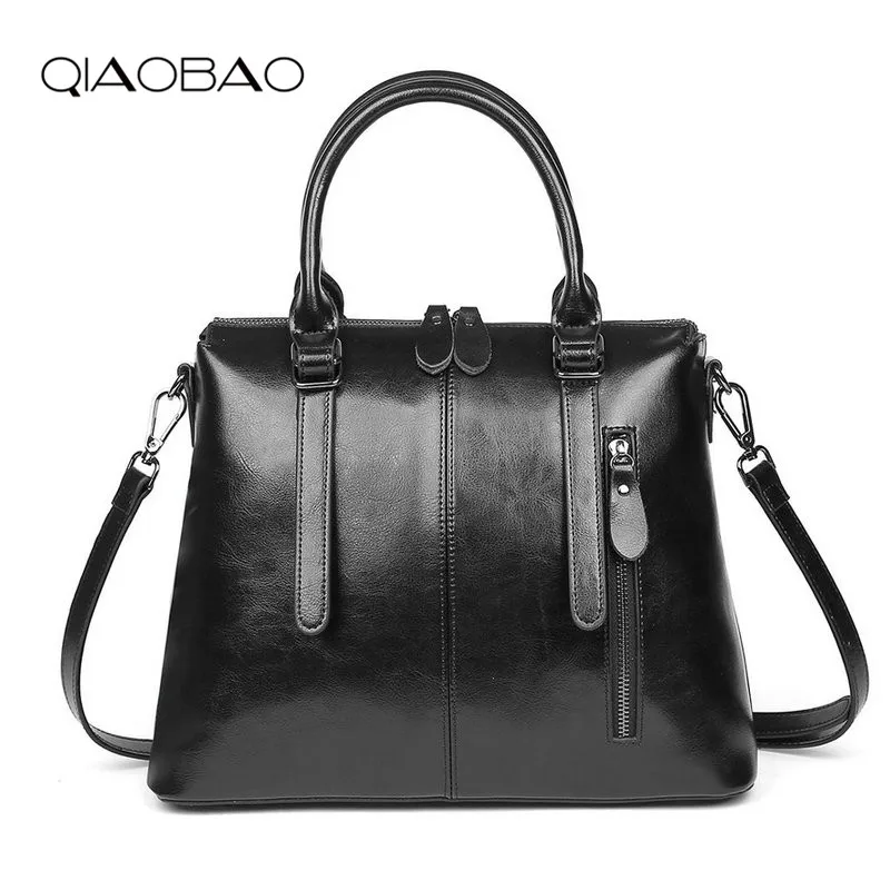 

QIAOBAO 100% Genuine Leather Bags Women's Bucket Famous Brand Designer Handbags High Quality Tote Shoulder Messenger Bags