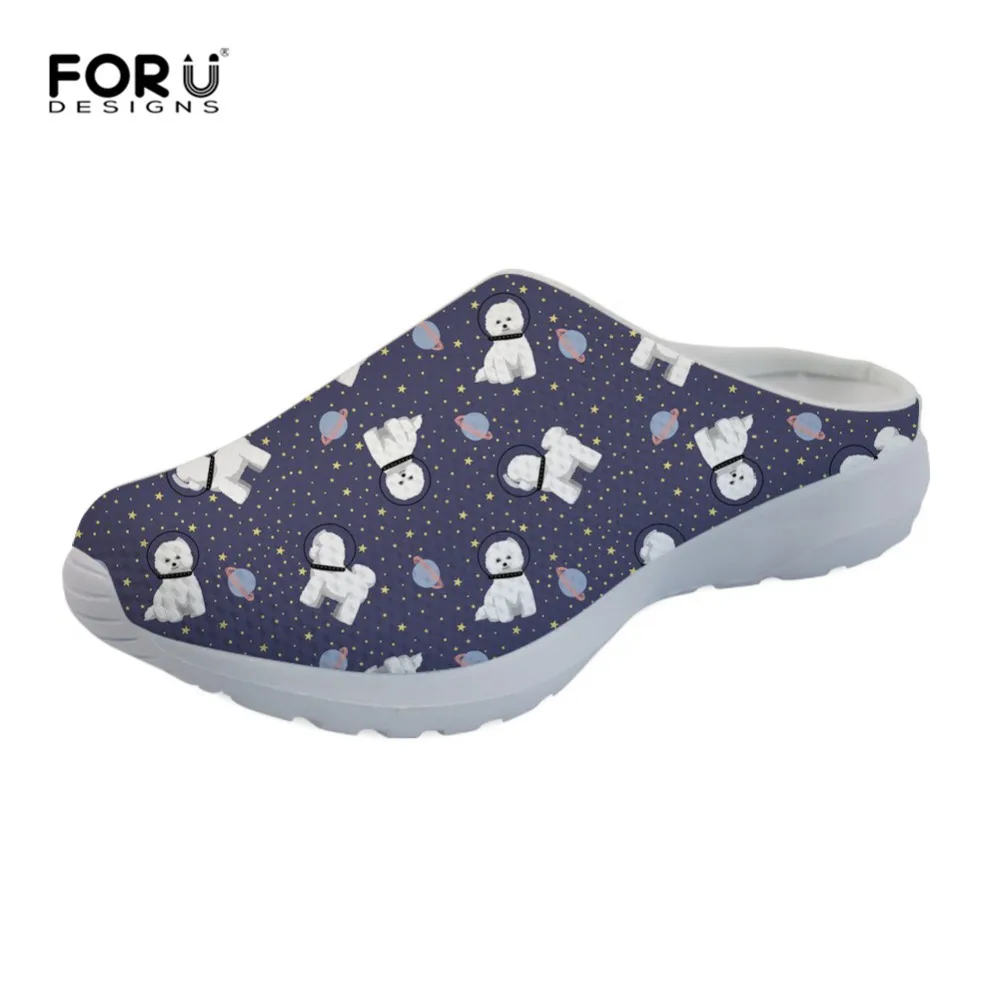 

FORUDESIGNS Space Bichon Frise Women Slippers Soft Home Slippers Warm Rubber Shoes Women Indoor Slippers Outside Slip-On Shoes