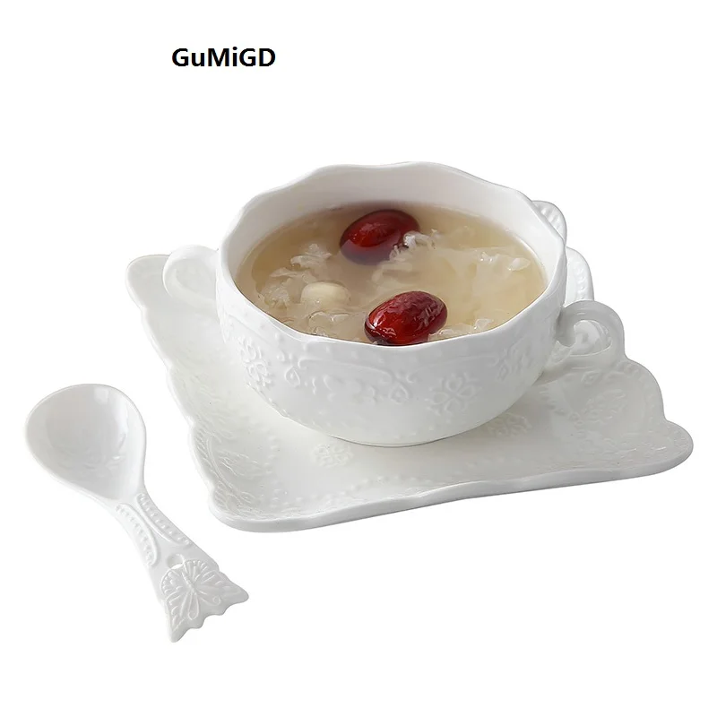 

guci The soup spoon with ears tray soup bowl Fanpen deep bowl ceramic salad bowl