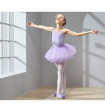 

Kids Children Spaghetti Strap Ballet Tulle Dress Girls Back Mesh Gymnastics Leotard Tutu Dress Ballerina Fancy Costumes