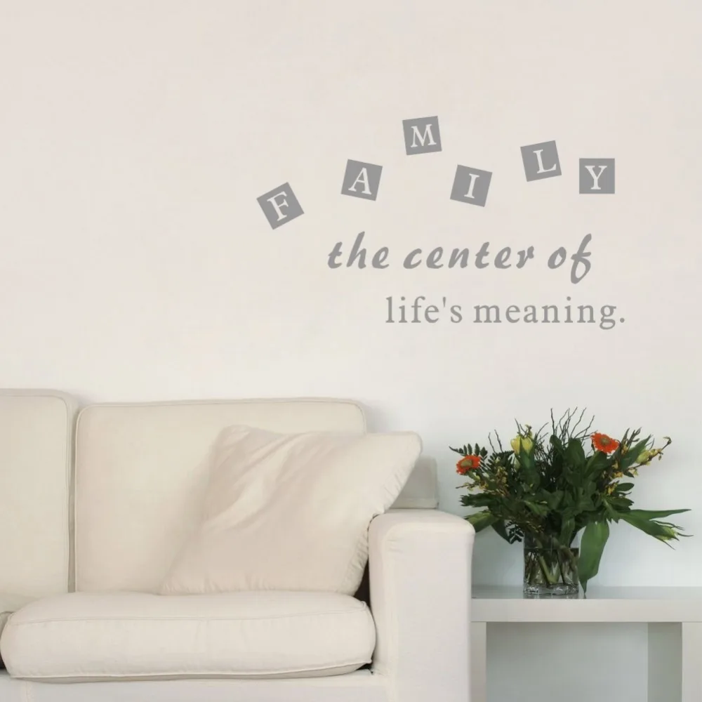 Family the Center of Life Meaning DIY Quotes Art Vinyl Wall Mural Decal