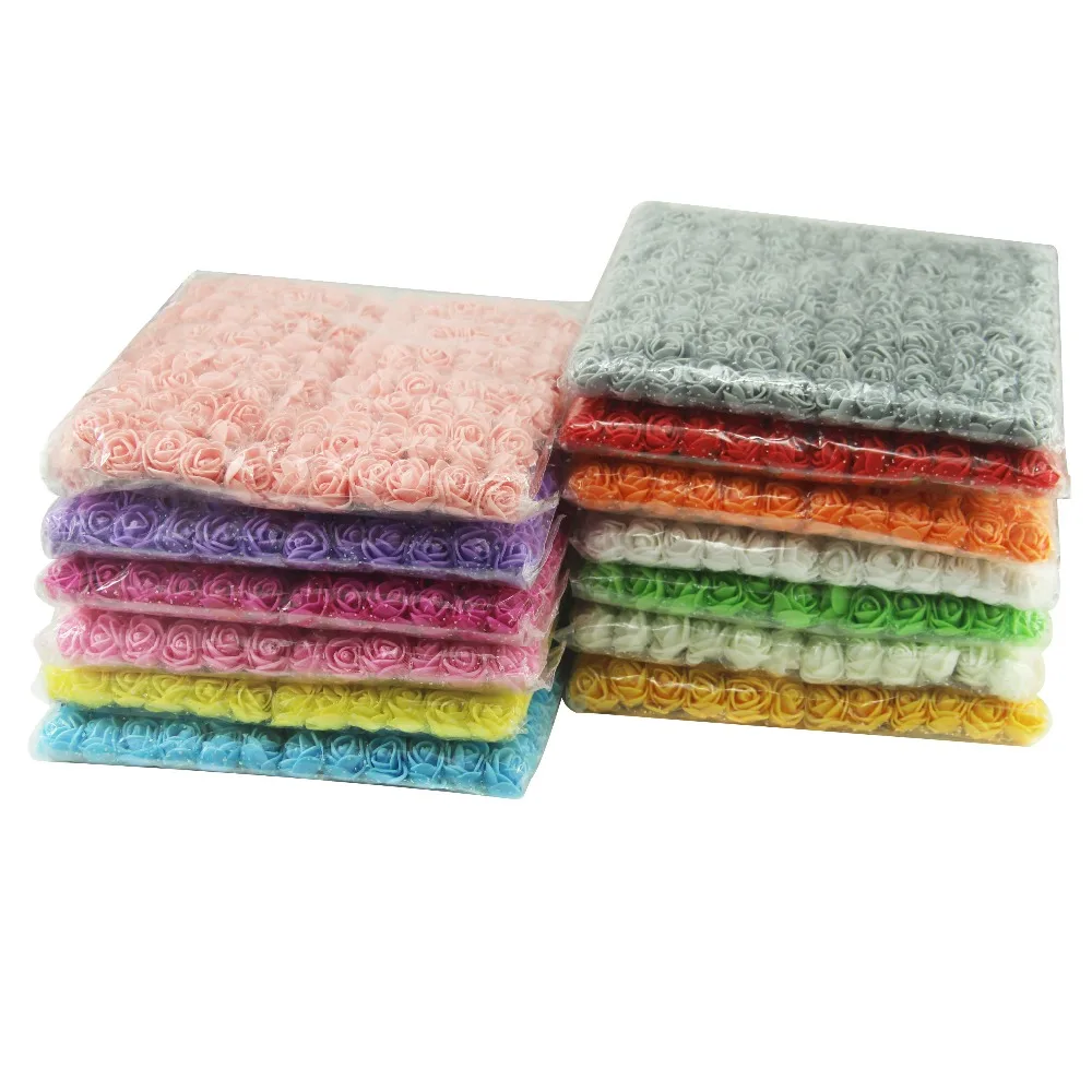 

144pcs/bag artificial flower mini foam rose 2cm bride wedding bouquet decoration rose teddy bear household curtain DIY material
