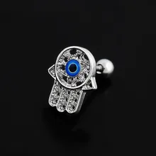 Серьги-гвоздики из нержавеющей стали Fatima Hamsa с кристаллами для женщин, ювелирные изделия в богемном стиле