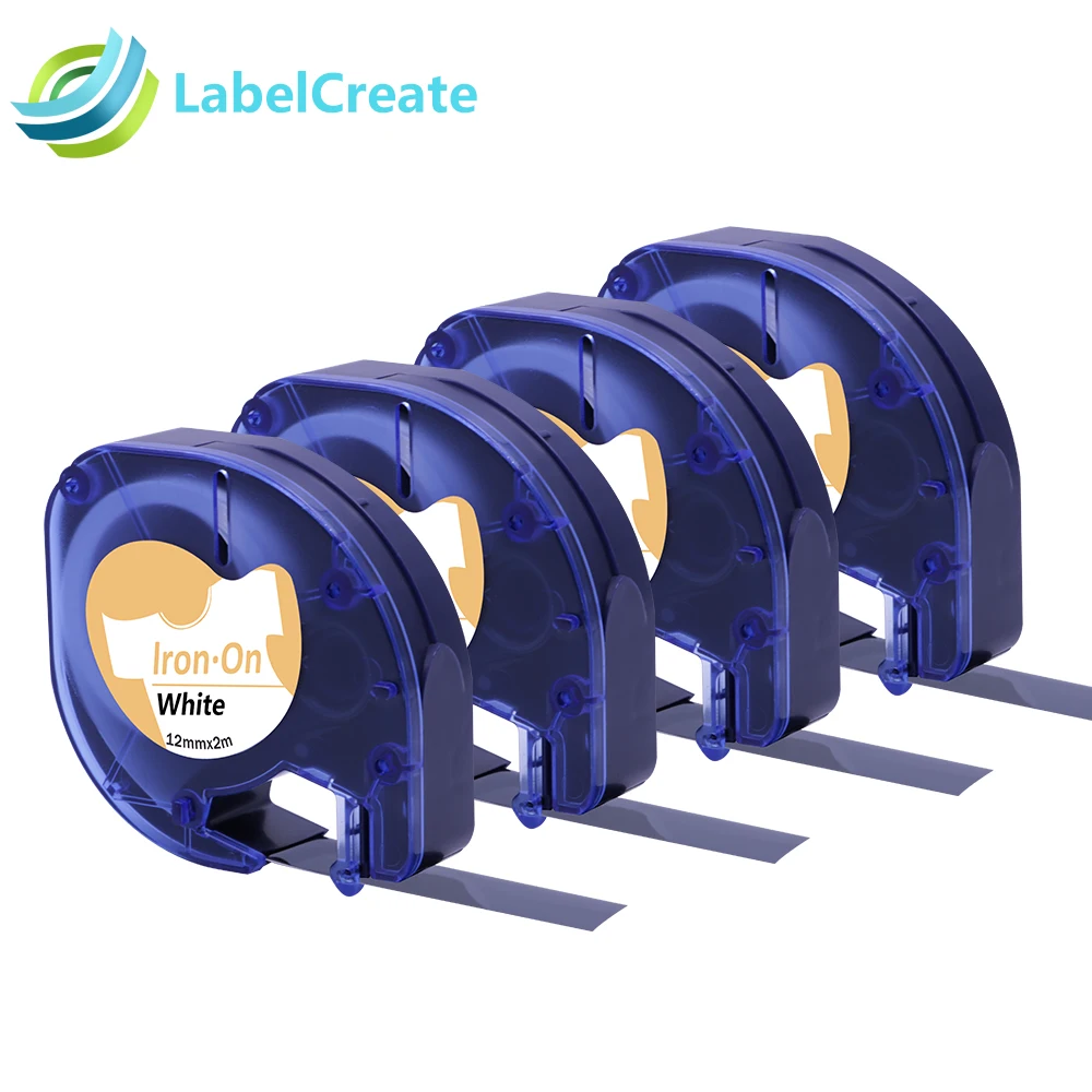 4 Packs Compatible DYMO LetraTag Iron On Fabric Labels 18771 18768 18769 Black on White 12mmx2m