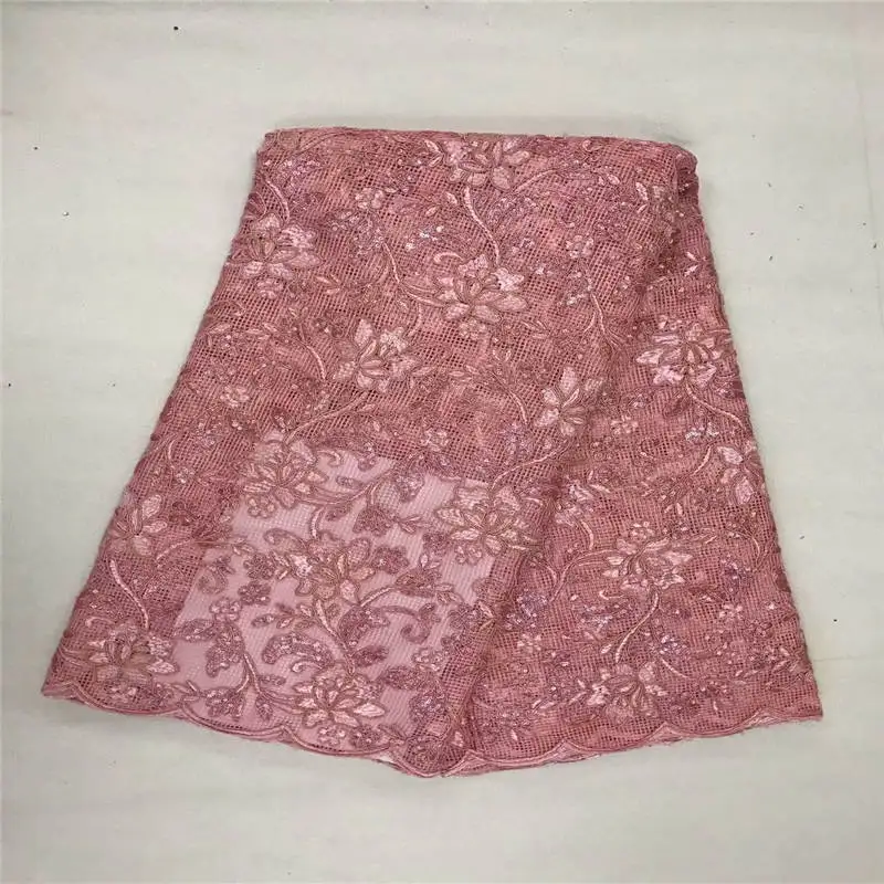 

DF!2019 High Quality African Lace Fabric Organza French Net Embroidery Sequins Tulle Lace Fabric For Nigerian Party Dress!P40820