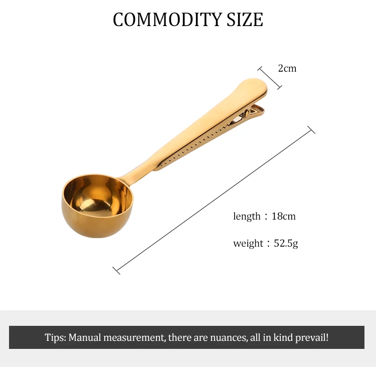 1 шт. многофункциональная мерная ложка для кофе из нержавеющей стали с зажимом для сумки, мерная чайная ложка, кухонный инструмент