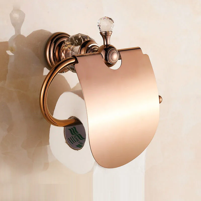 

Antique transparent crystal diamond paper towel holder bathroom polished solid copper hardware accessories
