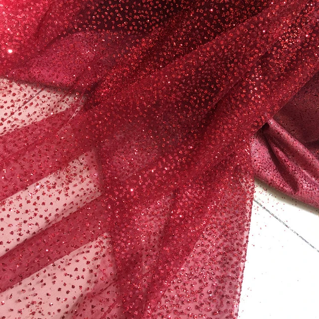 Glitter Tulle Fabrics with Sparkles Wedding Dress Bridal Fabric with Shine  Sequins Party Backdrop Cloth Cloth 61 Wide Half Yard