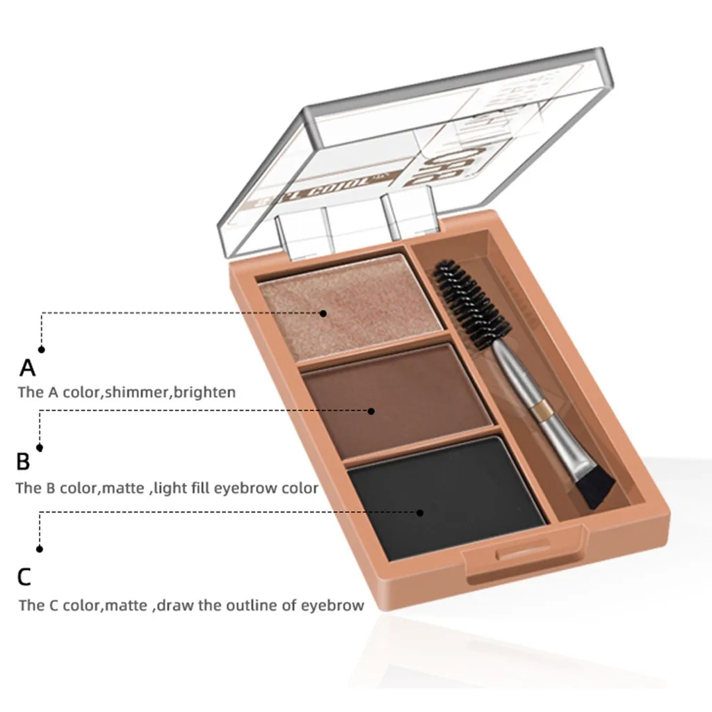 Make Individual Character Eyebrow Makeup 3 Color Eyebrow Powder Combination Professional Waterproof Makeup Eye Shadow With Brush