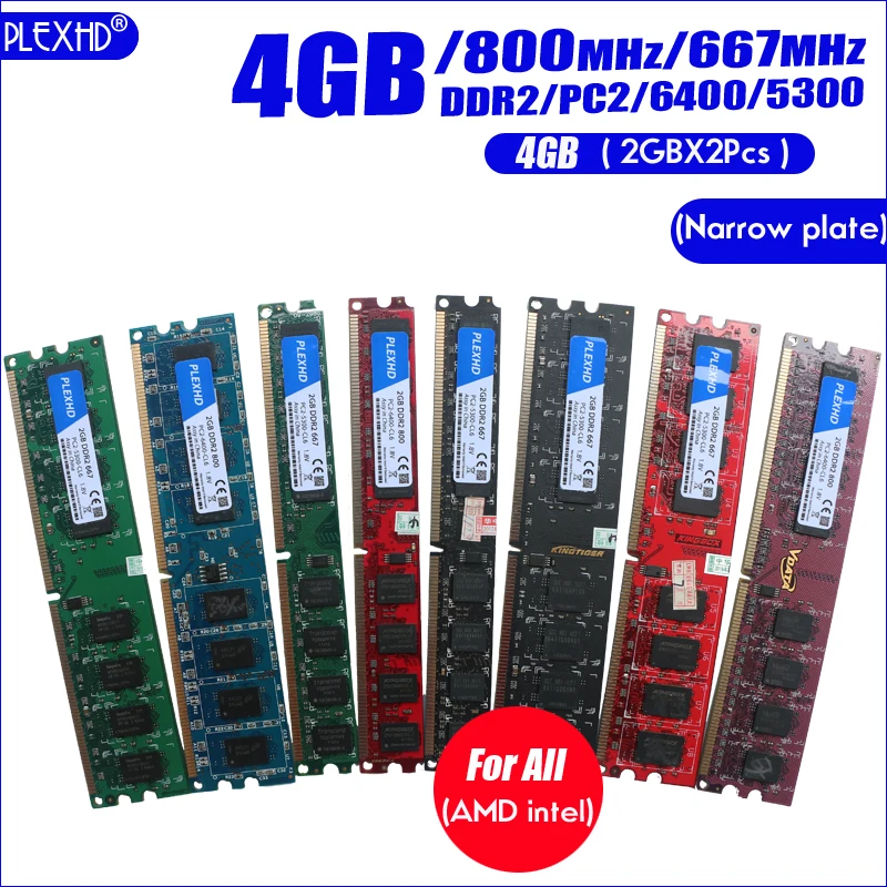 PLEXHD Настольный ПК Память ram Memoria модуль DDR2 800 PC2 6400 4 Гб(2 шт* 2 Гб) Совместимость DDR2 800 МГц/667 МГц