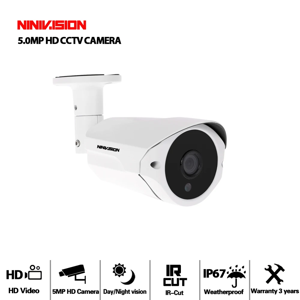  NINIVISION 5MP AHD Camera With SONY IMX335 H.265 Bullet Security Video Surveillance Camera 3.6mm Le - 33034707504