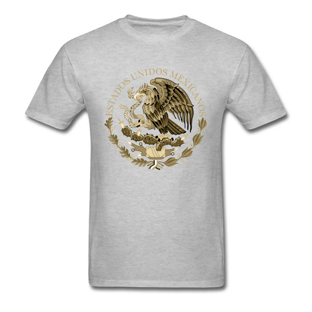 Mexico flag seal in sepia Top T-shirts 2018 New Short Sleeve Classic Cotton Fabric Crewneck Men T Shirt Tops Shirts Lovers Day Mexico flag seal in sepia grey