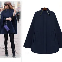 Г. Новые Модные женские кашемировые пальто шерстяное пончо на осень-зиму Повседневное шерстяное пальто, накидка пальто верхняя одежда