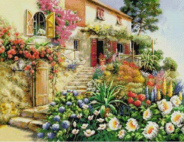 

Top Quality beautiful lovely counted cross stitch kit flower house home in summer