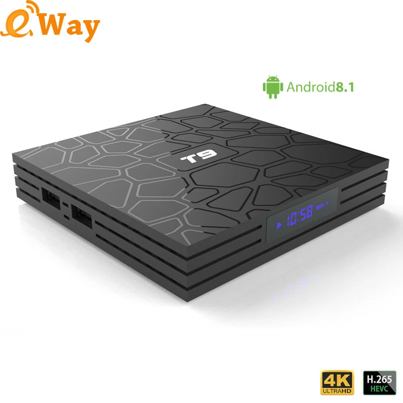 

Smart Android 8.1 TV Box RK3328 4 Core 4G+32G 4G+64G UHD 4K With 2.4G WiFi 100M LAN 3D 4K H.265 HEVC T9 Android Tv Box