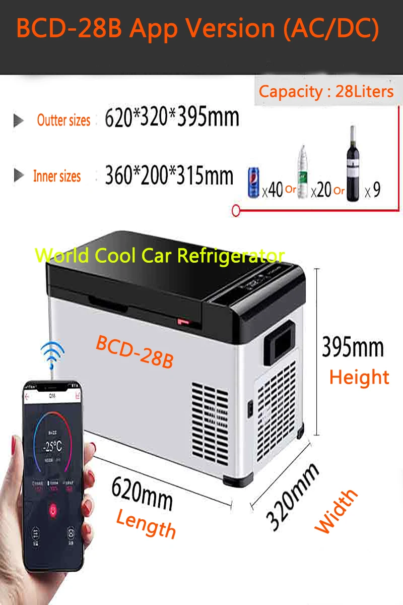 

28L AC/DC Picnic camping Car Refrigerator Cooler Home car Fridge Compressor car Freezer mini fridge ice box Cool -20 Deg.C