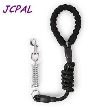 

JCPAL EVA Reflective Dog Leashes Nylon Roundline Rope Rottweiler Lead With Soft Handle Black Buffered Spring Pet Dogs Chain